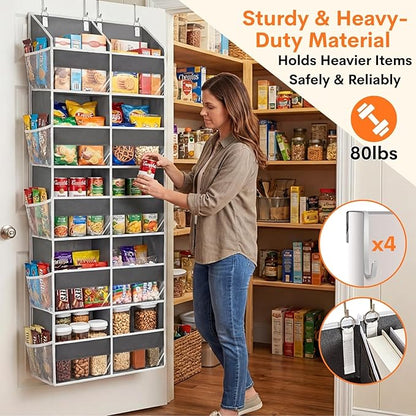 Over the Door Organizer 5 Tiers, Extra Large Behind Door Storage of 10 Compartments, 80 lbs Weight Capacity Over Door Organizer, Door Hanging Organizer for Closet, Diaper Organizer, Room storage | Behind Door Storage, Over Door Organizer, Room storage