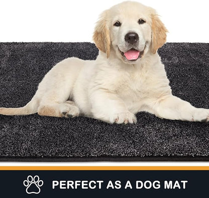 PURRUGS Dirt Trapping Door Mat 48" x 48", Non-Slip Machine Washable Entryway Rug, Dog Doormat, Indoor Front Door Mat, Super Absorbent Entry Rug for Muddy Shoes & Paws, Charcoal