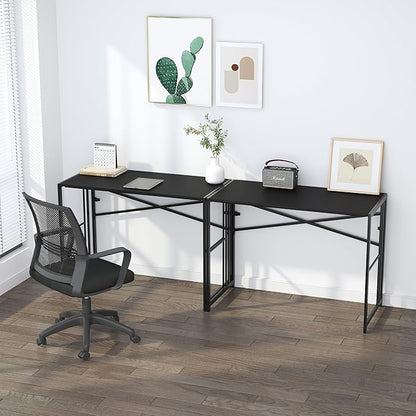 Folding Desk 40 inch Writing Gaming Computer Camping Desk, No Assembly Required Home Office Table, Black
