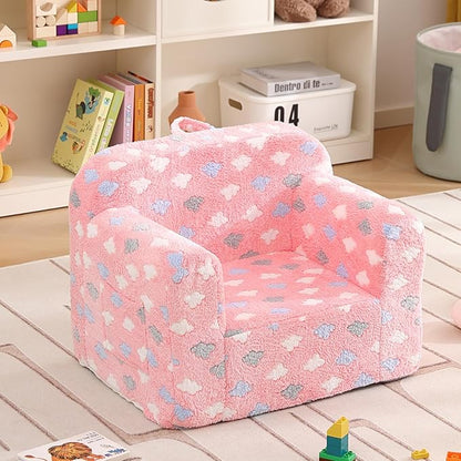 Toddler Chair – Plush Kids Sofa with Carry Handle, Comfy Convertible Lounger for Boys & Girls, Bedroom & Reading Chair