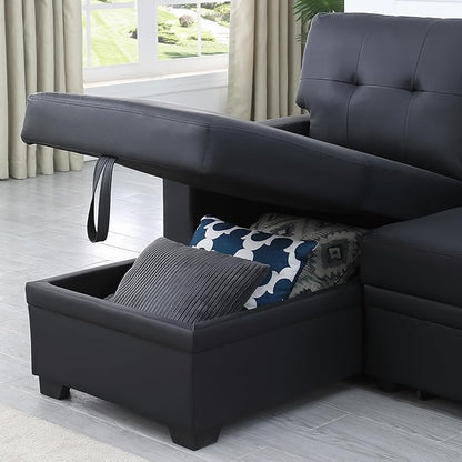Devion Furniture Maison 4-in-1 Convertible L Shaped Couch with Pull Out Bed and Storage, Sectional Sleeper Sofa with Reversible Chaise for Living Room, Apartment, Bedroom, Office