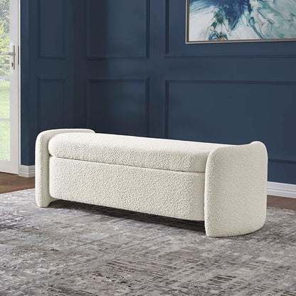 Modway Nebula Boucle Upholstered Storage Bench in Ivory
