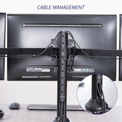 VIVO Triple Monitor 23 to 32 inch LED LCD Clamp-on Desk Mount, Heavy Duty Articulating VESA Computer Stand, Holds 3 Screens, Fully Adjustable for Home Office Workstation, Black, STAND-V103