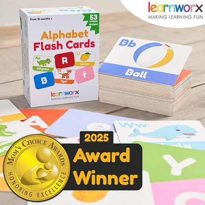 Alphabet Flash Cards for Toddlers | Award-Winning | 52 ABC Flashcards for Baby & Kids|ABC Cards Kindergarten | Large Upper and Lower Case | Large A-Z Learning Letter Animal Flashcard for Ages 1,2,3&4