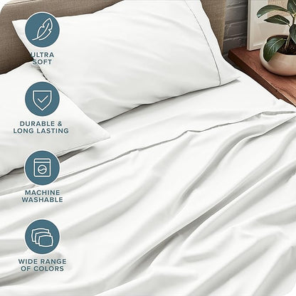 Bare Home Split Head Flex King Sheet Set - 1800 Ultra-Soft Microfiber Bed Sheets - Double Brushed - Deep Pockets - Easy Fit - 4 Piece Set - FlexTop King Bedding (Split Head Flex King, Cream)