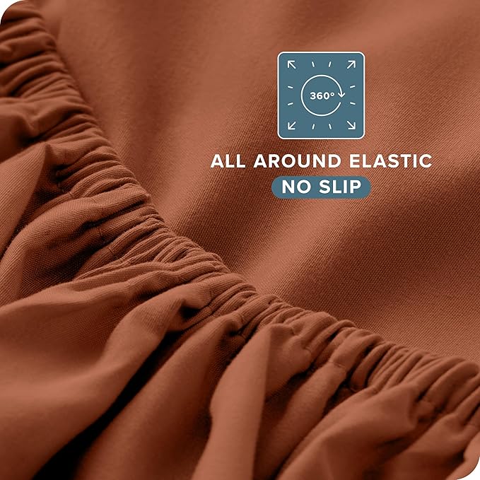 Bare Home Twin XL Sheet Set - 1800 Ultra-Soft Microfiber Twin Extra Long Sheets - Double Brushed - Deep Pockets - Easy Fit - Extra Soft - 3 Piece Set - Bed Sheets & Pillowcases (Twin XL, Terracotta)