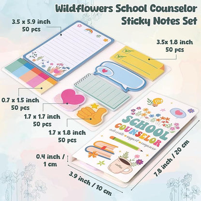 B1ykin Cute Sticky Notes Set - School Counselor Advocate Support Empower Self-Stick Notes Pad, 550 Sheets Writing Memo Pages Sticky Notepad for Teacher Appreciation Gifts Office (School Counselor)