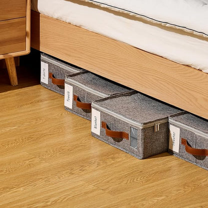 8pack Bed Sheet Organizer, Foldable Linen Closet Organizers and Storage with Sealed Design, Queen & King Size Sheet Storage with Window, Closet Organizer for Bedsheets/Blankets/Clothes, Linen