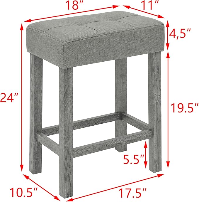 Ball & Cast 4 Piece Kitchen Dining Room Table and Chairs Set, Farmhouse Wooden Counter Height Bar-Sets w/USB Ports & Power Outlet & 3pcs Stools, 59" Sofa-Table Barstool w/Charging Station, Grey