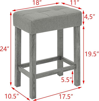 Ball & Cast 4 Piece Kitchen Dining Room Table and Chairs Set, Farmhouse Wooden Counter Height Bar-Sets w/USB Ports & Power Outlet & 3pcs Stools, 59" Sofa-Table Barstool w/Charging Station, Grey