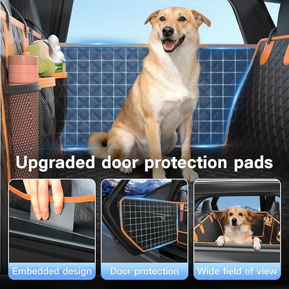 Dog Car Seat Cover for Back Seat, Hard Bottom Car Seat Cover for Dogs with Door Protectors, Waterproof Back Seat Extender for Dogs, Scratch-Resistant, Suitable for Cars
