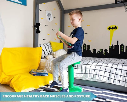 ActiveChairs Adjustable Wobble Stool, Flexible Classroom Seating, Improves Focus, Posture and Helps ADHD/ADD, Sensory Chair, Active Fidget Chairs Adjusts from 16.65" to 23.75" Ages 13-18 Green