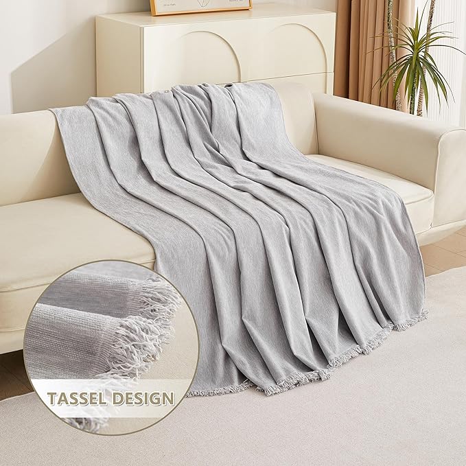 MYSKY HOME Sofa Cover for Dogs, Washable, Boho, Thick & Durable Sectional Couch Covers, Furniture Protector, 71"x 150", Light Gery