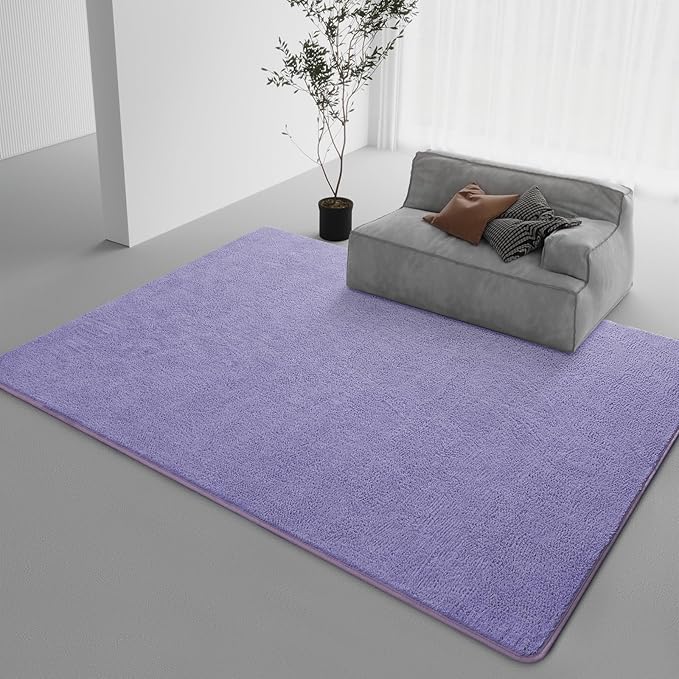 DweIke 5x7 Purple Area Rugs for Bedroom, Super Soft Living Room Rug, Thickened Memory-Foam Throw Carpet, Non-Slip and Washable Carpets for Kids Boys Girls Room Dorm Nursery Home Decor