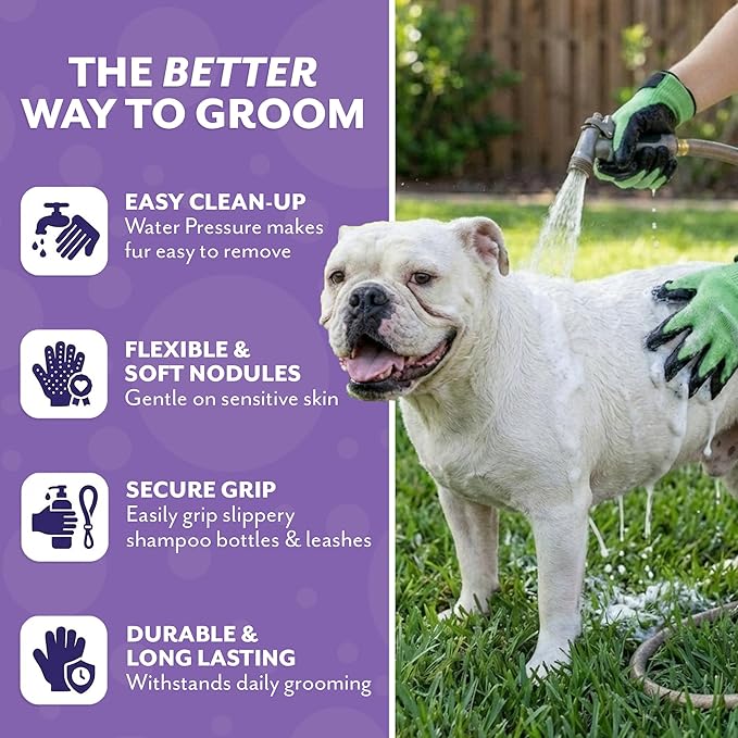 H HANDSON Pet Grooming Gloves - Patented #1 Ranked, Award Winning Shedding, Bathing, & Hair Remover Gloves - Gentle Brush for Cats, Dogs, and Horses (Grey, X-Large)