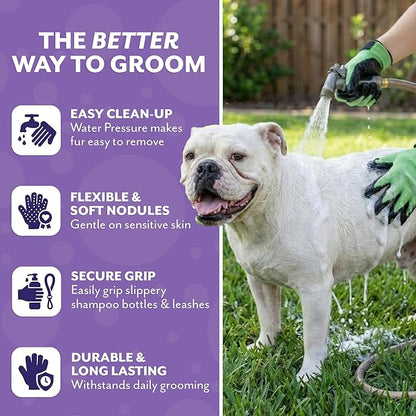 H HANDSON Pet Grooming Gloves - Patented #1 Ranked, Award Winning Shedding, Bathing, & Hair Remover Gloves - Gentle Brush for Cats, Dogs, and Horses (Grey, X-Large)