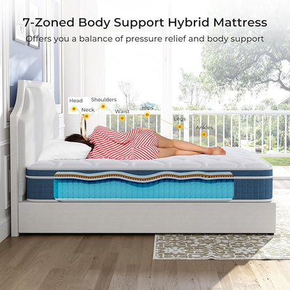 Twin XL Mattress, 12 Inch Hybrid Mattress Twin XL with Individual Pocket Springs and Pressure-Relieving Memory Foam, Breathable, Medium Firm Mattress in a Box 80"x39"x12"