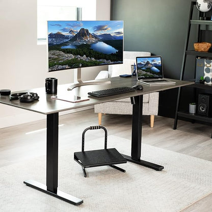 VIVO Ergonomic Height Adjustable Foot Rest Relief Platform, Elevated Stool for Comfortable Sit to Stand Workstation, Non-Slip Surface, Portable, Home Office Classroom Use, Black, STAND-FT01