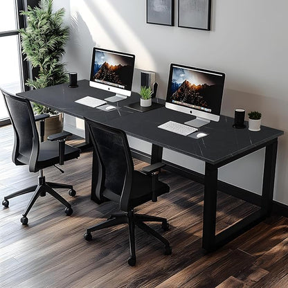 Kaboon Universal Tabletop 47.25"x30", Solid One-Piece Melamine Table Top, Double Desk L-Desk DIY, Home and Office,Cloud Atlas/Black Marble