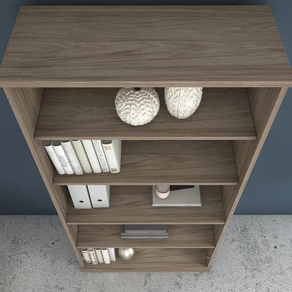 Bush Business Furniture Studio C 73" H 5-Shelf Bookcase with Adjustable Shelves, Modern Hickory Laminated Wood (SCB136MH)
