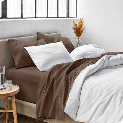 Bare Home Full XL Sheet Set - Luxury 1800 Ultra-Soft Microfiber Extra Long Bed Sheets - Double Brushed - Deep Pockets - Easy Fit - 4 Piece Set - Bedding Sheets & Pillowcases (Full XL, Cocoa)