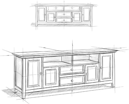 SIMPLIHOME Amherst 72-inch Wide Solid Wood TV Stand in Fog Grey, Transitional-Style Media Console for Living Room with Cable Management and Adjustable Shelves, Fits 80" TVs