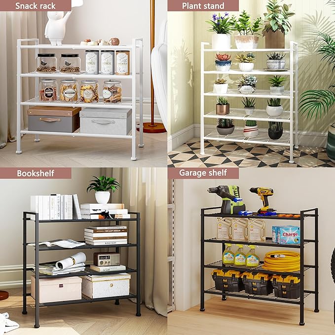 5-Tier Shoe Rack, Metal Storage Shelves for Closet Entryway, Tall Narrow Unit for Small Spaces, Multi-Purpose Organizer for Bedroom Garage, Easy Assembly, Black
