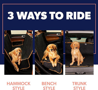Active Pets Orange XL Dog Car Hammock Back Seat Cover, Waterproof Backseat Cover Protector for Truck Bench Rear of Sedans or SUVs, Essential Pet Supplies Vacuum or Wipe Clean, Machine Washable