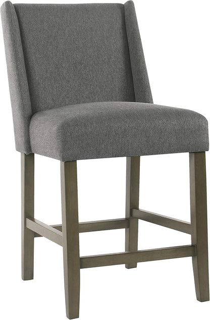 Homepop Home Decor | Modern Counter Stool | Counter Stools With Back | Decorative Home Furniture, Gray 24 inch, Pewter Woven