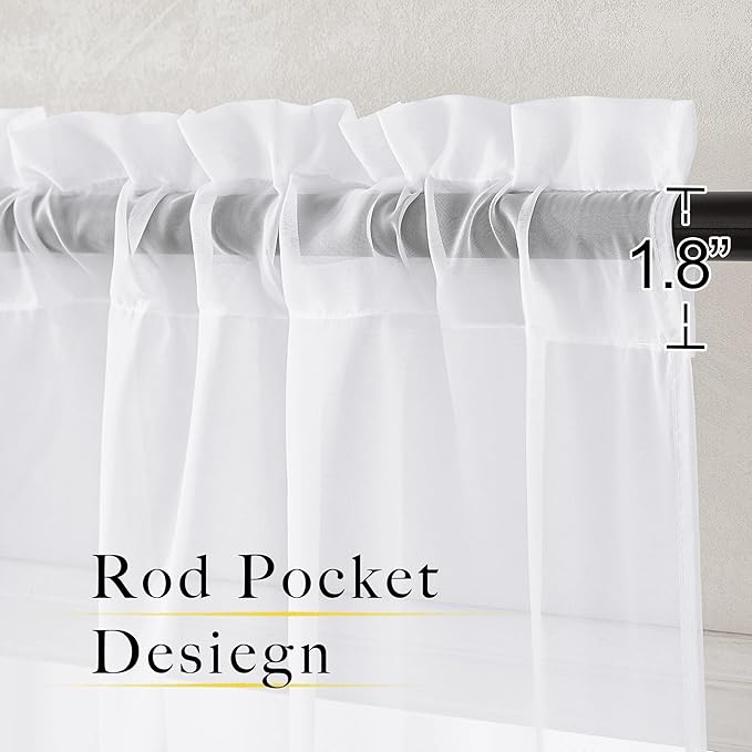 NICETOWN White Sheer Curtains 108 inches Long 2 Panels Set, Rod Pocket Airy & Breathable Voile Sheer Window Treatments with Light Filtering for Living Room/Bedroom, W30 x L108