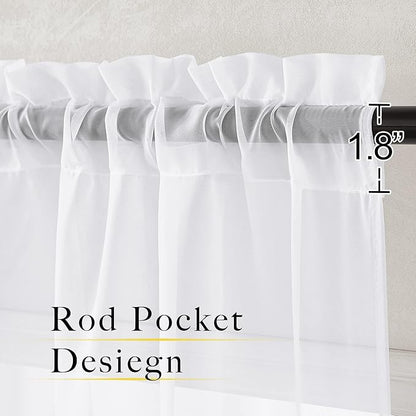NICETOWN White Sheer Curtains 108 inches Long 2 Panels Set, Rod Pocket Airy & Breathable Voile Sheer Window Treatments with Light Filtering for Living Room/Bedroom, W30 x L108