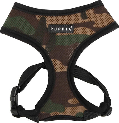 Puppia Soft Dog Harness No Choke Over-The-Head Triple Layered Breathable Mesh Adjustable Chest Belt and Quick-Release Buckle, Camouflage, X-Small