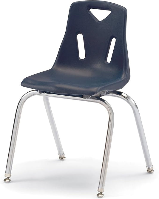 Jonti-Craft Berries 8148JC1112 Stacking Chair with Chrome-Plated Legs, 18" Height, Navy