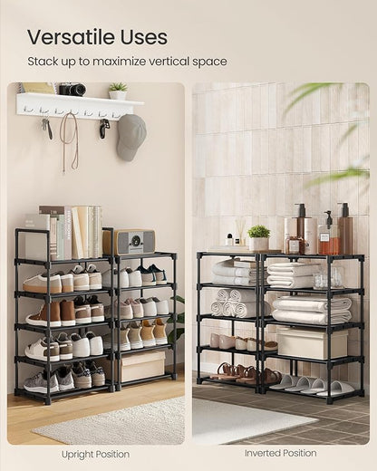 SONGMICS Shoe Rack, 10-Tier Shoe Organizer, Metal Storage Shelf, Upright or Upside Down, for 11-22 Pairs, for Entryway, 11.8 x 17.7 x 68.5 Inches, Black ULSA25BK