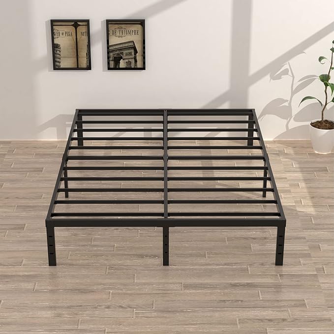 16 Inch King Bed Frame Heavy Duty Metal Platform King Size Bed Frames with 14 Inch Storage, Easy Assembly 3,500 lbs Steel Slats Support Mattress Foundation, Black