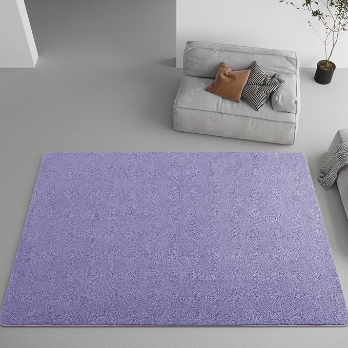DweIke 5x7 Purple Area Rugs for Bedroom, Super Soft Living Room Rug, Thickened Memory-Foam Throw Carpet, Non-Slip and Washable Carpets for Kids Boys Girls Room Dorm Nursery Home Decor