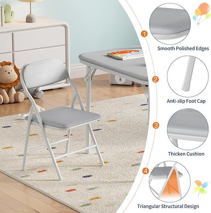 GarveeHome 5-Piece Kids Folding Table and Chairs Set, Toddlers Children's Activity Table and Chairs Set for Dining Room,Daycare,Classrooms
