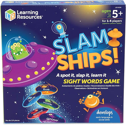 Learning Resources Slam Ships Sight Words Game - Phonics Flash Cards,Montessori Spelling, Homeschool, Classroom Must Haves, Teacher Supplies, Gifts for Boys and Girls