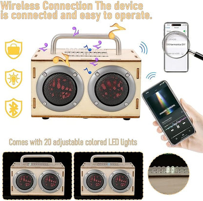 DIY Bluetooth Speaker Kit with Metal Handle STEM Projects for Kids Ages 8-12, Build Your Own Gray Portable Speaker, No Soldering Science Gift, STEM Toys for 8 9 11 13