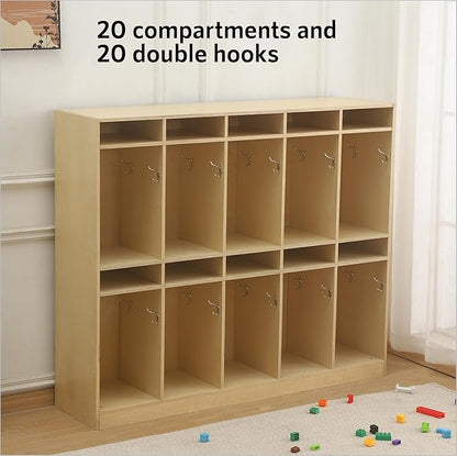 10 Section Cubbies for Classroom - Wooden Storage Lockers for Playschool and Daycare - Perfect for Coats, Backpacks, Knapsacks, Lunchboxes, and Storage Bins