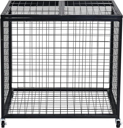 VEVOR Rolling Sports Ball Storage Cart, Lockable Basketball Cage with Double Lids, Sport Equipment Holder Organizer for Indoor Outdoor, Steel Storage Rack for Garages, Playgroup, Gym and Schools