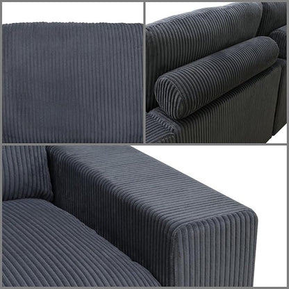 Sectional Couches for Living Room, Stylish Sectional Loveseat Sofa with Double Ottoman & Deep Seats, Living Room Furniture Home Sofa for Adults, Charcoal Gray