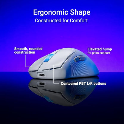 ASUS ROG Keris II Ace Wireless Gaming Mouse – Right-Handed Ergonomic, 54g, Tri-Mode Connectivity, 42K DPI, up to 107Hr Battery, PC/Mac Support - White