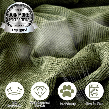 STACYPIK Soft Matcha Green Sectional Couch Covers Minimalist Sofa Throw Cover Herringbone Couch Protector for 2 Cushion Couch L Shape Sofa Cover Futon Cover Decorative for Couch-71X118IN