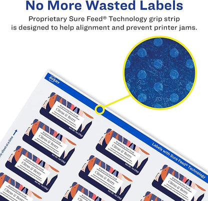 Avery Glossy White Rectangle Labels, Sure Feed Technology, 1-13/16" x 2-3/16", 300 Glossy White Labels, Print-to-The-Edge, Permanent Adhesive, Laser/Inkjet Printable