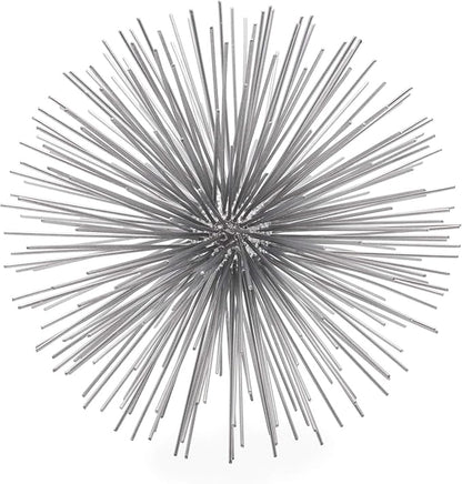 Torre & Tagus 7” Spike Silver Sphere Decor (Steel Metal Ball Decor) Handmade Starburst Table Decoration, Geometric Decorative Objects for Shelves, Mid-Century Modern Sputnik Home Table Accent