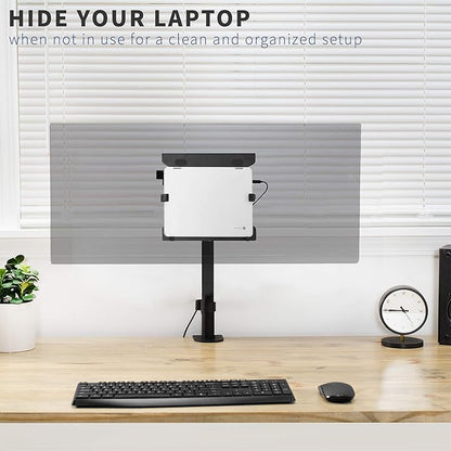 VIVO Steel Universal Full Motion Pole Mount Laptop Holder Arm with Removable 75mm and 100mm VESA Plate, Fits 10 to 15.6 inch Laptops, Black, MOUNT-PL1A-LAP3