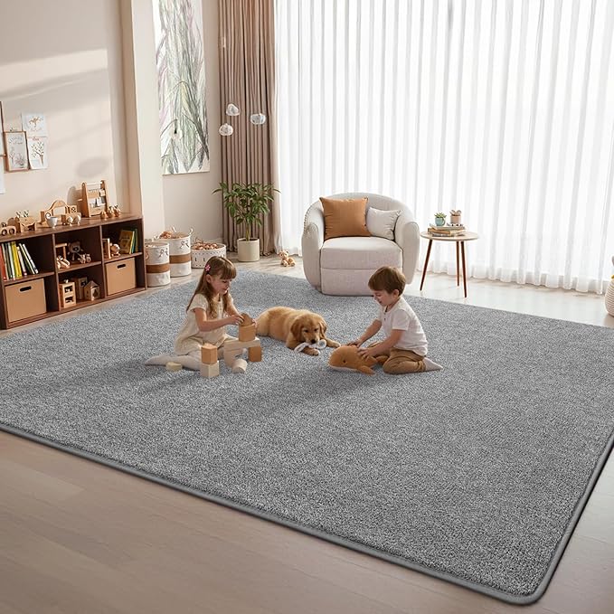 DweIke Rugs for Bedroom Living Room, 5x7 ft Grey Area Rug, Washable Memory Foam Indoor Carpet, Modern Non-Slip Ultra Soft Carpets for Kids Boys Girls Adults Nursery Dorm Home Decor