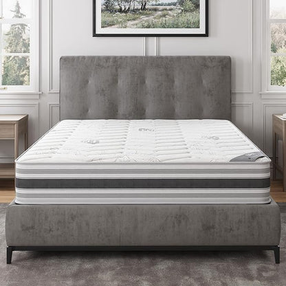 Ottomanson Full 12" Hybrid Mattress - Meditation Antistatic Quilted Cover - Made in USA - Firm Support - Individually Pocketed Coils & CertiPUR-US Foam - Fiberglass-Free - Bed in a Box