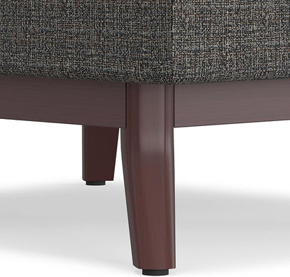 SIMPLIHOME Owen Coffee Table Storage Ottoman - 34 inch Wide Upholstered Tweed Look Fabric Rectangular Lift-Top Ottoman in Ebony, Mid-Century Modern Bench for Living Room with Tapered Legs